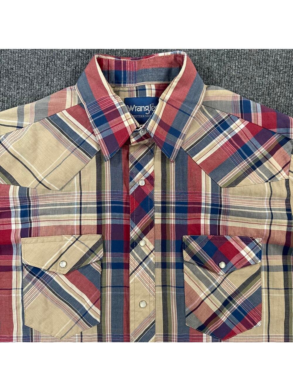 Vtg Wranglers Men’s Single Stitch Pearl Snap Western Shirt Cowboy Bushstopper L